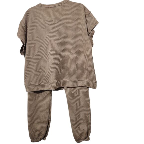 See and be Seen Women Top And Pants Size Large Light Brown Elastic Waist Pockets - Picture 2 of 15